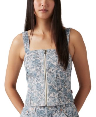Levi's - Women's Cotton Floral-Print Zippered Bustier Top
