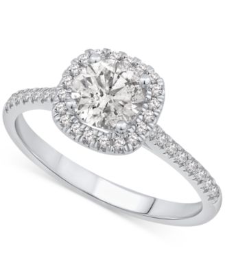 GIA Certified Diamonds - GIA Certified Diamond Halo Engagement Ring (1 ct. t.w.) in 14k White Gold