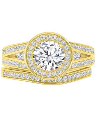 Macy's - Cubic Zirconia Halo Tapered Split Shank Bridal Set