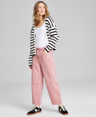 And Now This - Women's Barrel-Leg Woven Denim Jeans