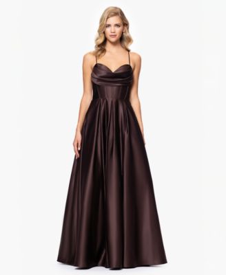 Blondie Nites - Juniors' Gathered-Bust Boned-Waist Ball Gown