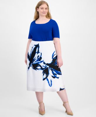 Anne Klein - Plus Size Flared Printed Skirt