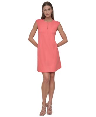 DKNY - Petite Jewel-Neck Zip-Front Sleeveless Sift Dress