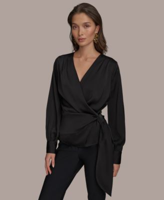 Donna Karan New York - Women's Faux-Wrap Long-Sleeve Top