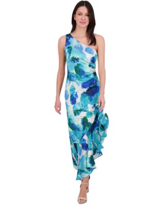 Eliza J - Women's One-Shoulder Satin Asymmetric Dress