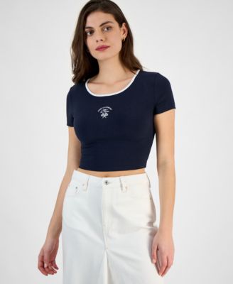 GUESS - Women's Marigold Ribbed Tennis Cropped Tee