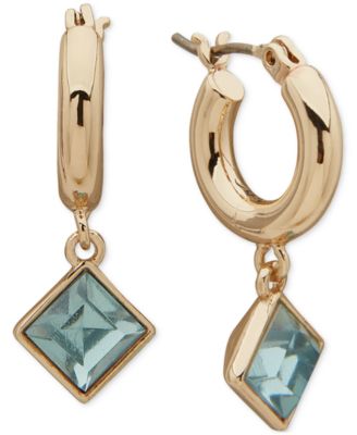 KARL LAGERFELD PARIS - Gold-Tone Stone Dangling Huggie Hoop Earrings, 0.3"