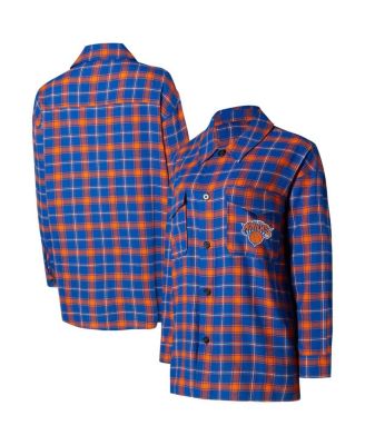 College Concepts - Women's  Blue/Orange New York Knicks Boyfriend Button-Up Nightshirt