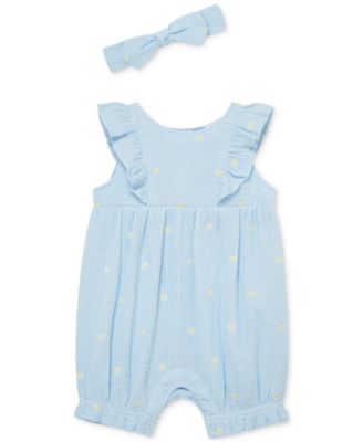 Little Me - Baby Girls Cotton Daisy Romper & Headband