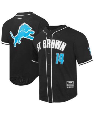 Pro Standard - Men's Amon-Ra St. Brown Black Detroit Lions Player Name Number Mesh Button-Up Baseball Shirt