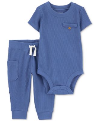 Carter's - Baby Boys Waffle-Knit Cotton Short-Sleeve Bodysuit & Pants, 2 Piece Set