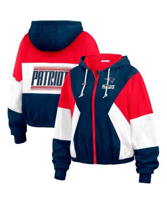 WEAR by Erin Andrews - Women's Royal New England Patriots Color Block Full-Zip Windbreaker Jacket