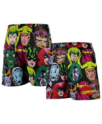 Chalk Line - Men's Black Marvel Villains Heads Retro Shorts