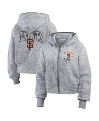 WEAR by Erin Andrews - Women's  Heather Gray San Francisco Giants Speckled Fleece Cropped Full-Zip Hoodie