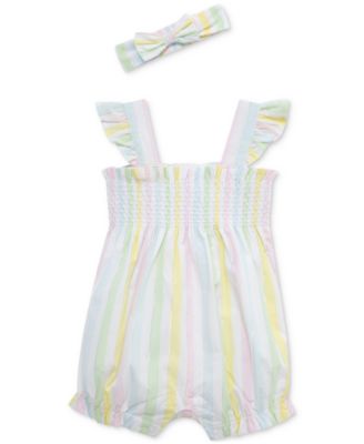 Little Me - Baby Girls 2-Pc. Candy Stripe Bubble Romper & Headband Set