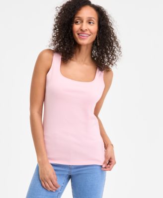 Style & Co - Women's Cotton Solid Square-Neck Tank Top
