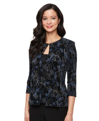 Alex Evenings - Women's Printed Top & Jacket Set