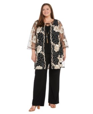R & M Richards - Plus Size Jacket, Necklace Top & Pant Set