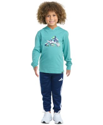 adidas - Toddler & Little Boys Long-Sleeve Hooded Graphic T-Shirt & Jogger Pants, 2 Piece Set