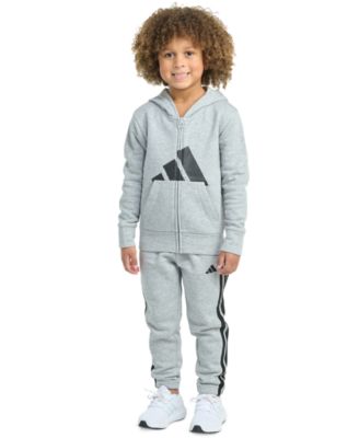 adidas - Toddler & Little Boys Long-Sleeve Essential Big Logo Fleece Jacket & Jogger Pants, 2 Piece Set