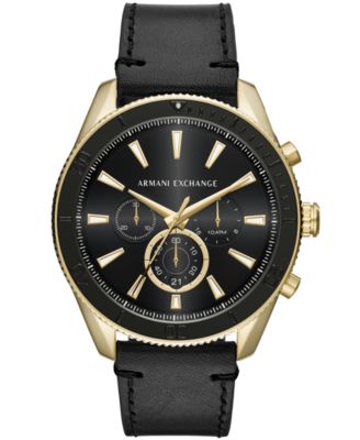A|X Armani Exchange - Men's Chronograph Black Leather Strap Watch 46mm