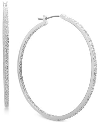 Lauren Ralph Lauren - Silver-Tone Pav&eacute; In & Out Hoop Earrings