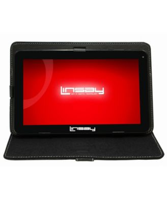 LINSAY - 10.1" New Quad Core Tablet 32GB Android 10 Bundle with Black Leather Case