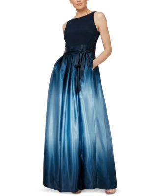 SL Fashions - Ombr&eacute; Satin Bow Sash Gown