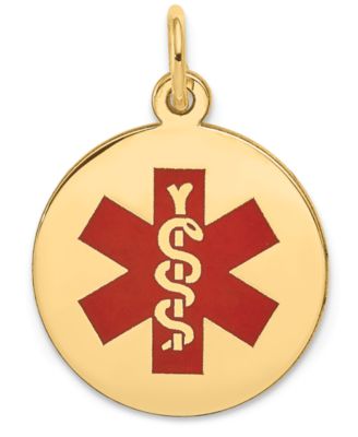 Macy's - Medical Info Disc Charm Pendant in 14k Gold
