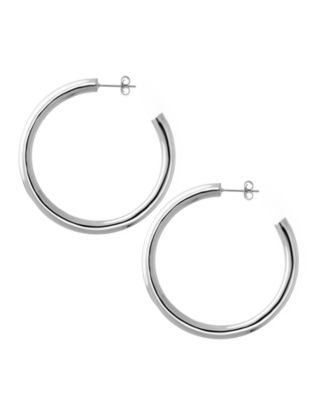 And Now This - Medium Tube C Hoop Earring in Gold Plate or Fine Silver Plate