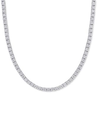 Macy's - Lab-Grown Moissanite 17" Tennis Necklace (12-1/2 ct. t.w.) in Sterling Silver