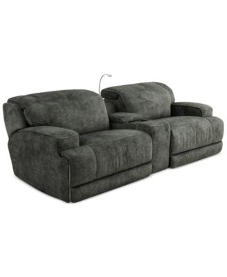 Furniture - Sebaston 3-Pc. Fabric Sofa with 2 Power Motion Recliners and 1 USB Console