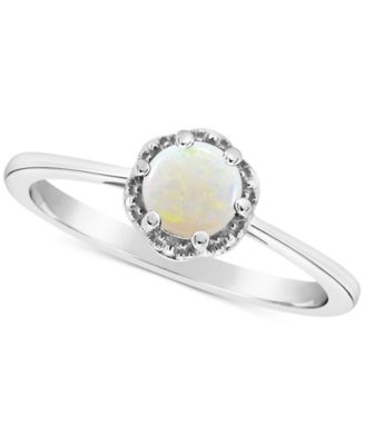 Macy's - Aquamarine Six Prong Solitaire Ring (3/8 ct. t.w.) in Sterling Silver (Also in Opal)