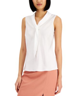 Tahari ASL - Sailor-Style Tie-Neck Sleeveless Top