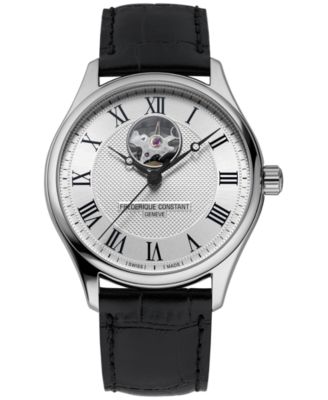 Frederique Constant - Men's Swiss Automatic Classics Heart Beat Black Leather Strap Watch 40mm