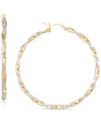 Macy's - Twisted Hoop Earrings in 14k Gold Plated-Sterling Silver and Sterling Silver