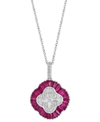 EFFY Collection - Ruby (2-3/8 ct. t.w.) & Diamond (5/8 ct. t.w.) 18" Pendant Necklace in 14k White Gold