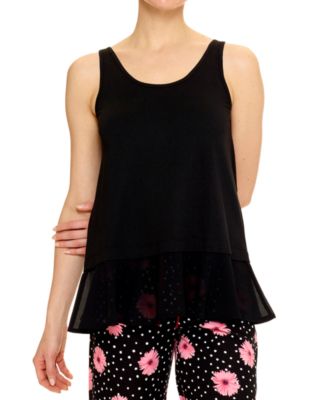 Hue - Women's Sleeveless Flounce-Hem Pajama Tank Top