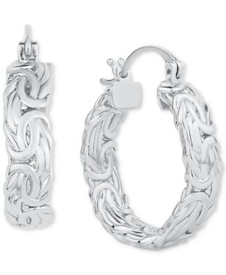 And Now This - Byzantine Texture Small Hoop Earrings, 0.98"
