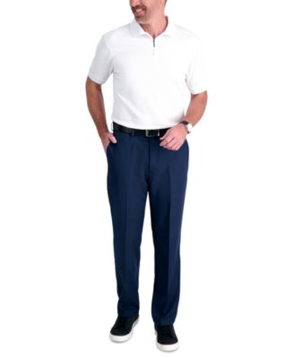 Haggar - Men's  Cool 18 PRO&reg; Classic-Fit Expandable Waist Flat Front Stretch Dress Pants