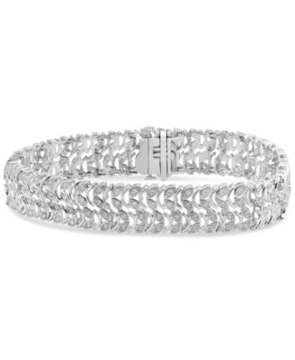 Macy's - Diamond Leaf-Inspired Link Bracelet (1 ct. t.w.) in Sterling Silver