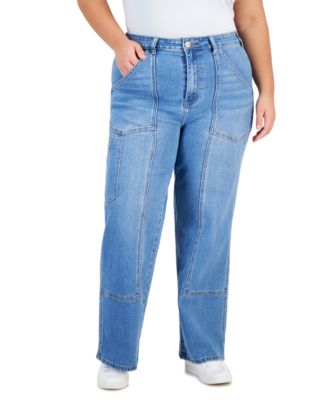 Gogo Jeans - Trendy Plus Size Front Seam Straight-Leg Jeans