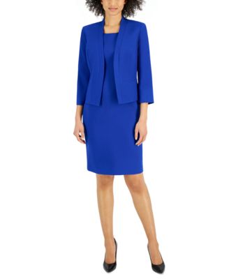 Le Suit - Petite Crepe Open Front Jacket and Crewneck Sheath Dress