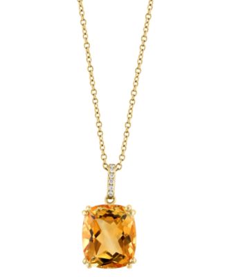 EFFY Collection - Citrine (5-1/2 ct. t.w.) & Diamond Accent 18" Pendant Necklace in 14k Gold