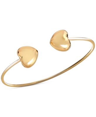 Macy's - Puffed Heart Wire Cuff Bangle Bracelet in 14k Gold-Plated Sterling Silver