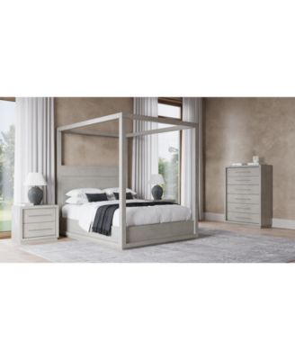 Furniture - Tivie 3 pc Bedroom Set (Canopy Queen Bed + Chest + Nightstand)