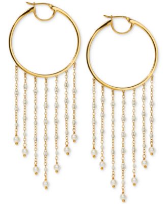 NADRI - 18k Gold-Plated Imitation Pearl Fringe Hoop Earrings