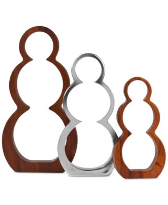 Nambé - Metal & Wood 3-Piece Snowman Silhouette Set