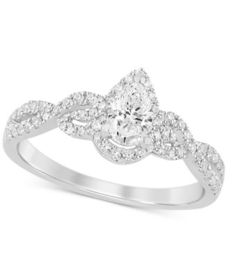 Macy's - Diamond Pear Halo Twist Engagement Ring (3/4 ct. t.w.) in 14k White Gold