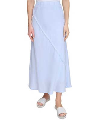 DKNY - Women's Pull-On Fringe-Trim Linen Skirt